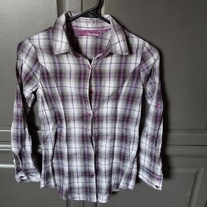 Girls size 8 long sleeve button up flannel shirt